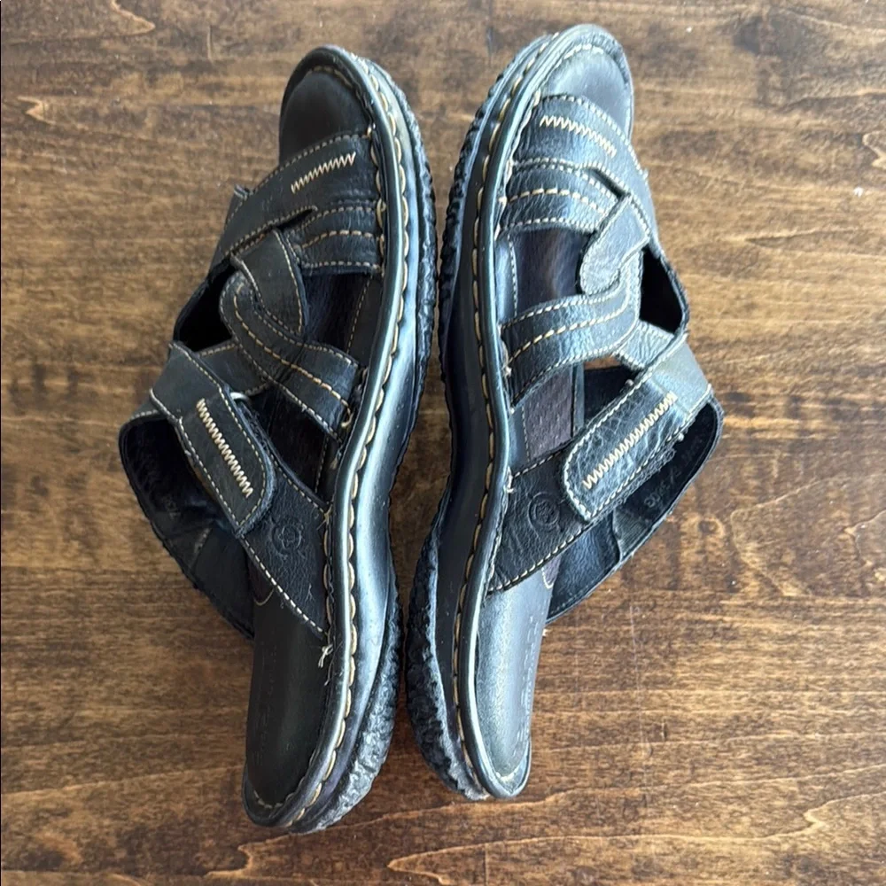 Born Women's Black Leather Strappy Sandals Size 7/38